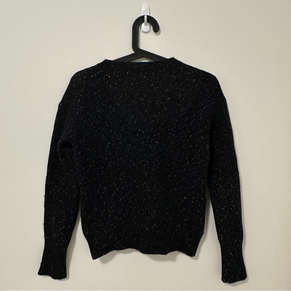 Theory Black Merino Wool/Alpaca Tweed Crew Neck Sweater size P (XS or S) - Picture 2 of 5